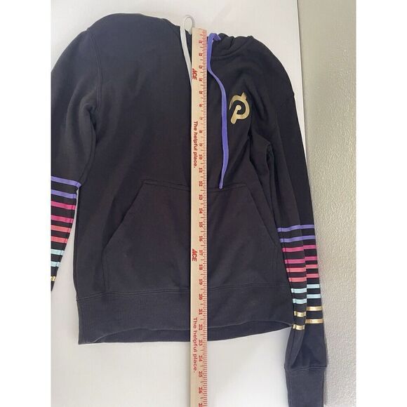 Peloton Spiritual Gangster Size S Zip Up Hoodie Sweatshirt Black Rainbow Ombre - Picture 10 of 11